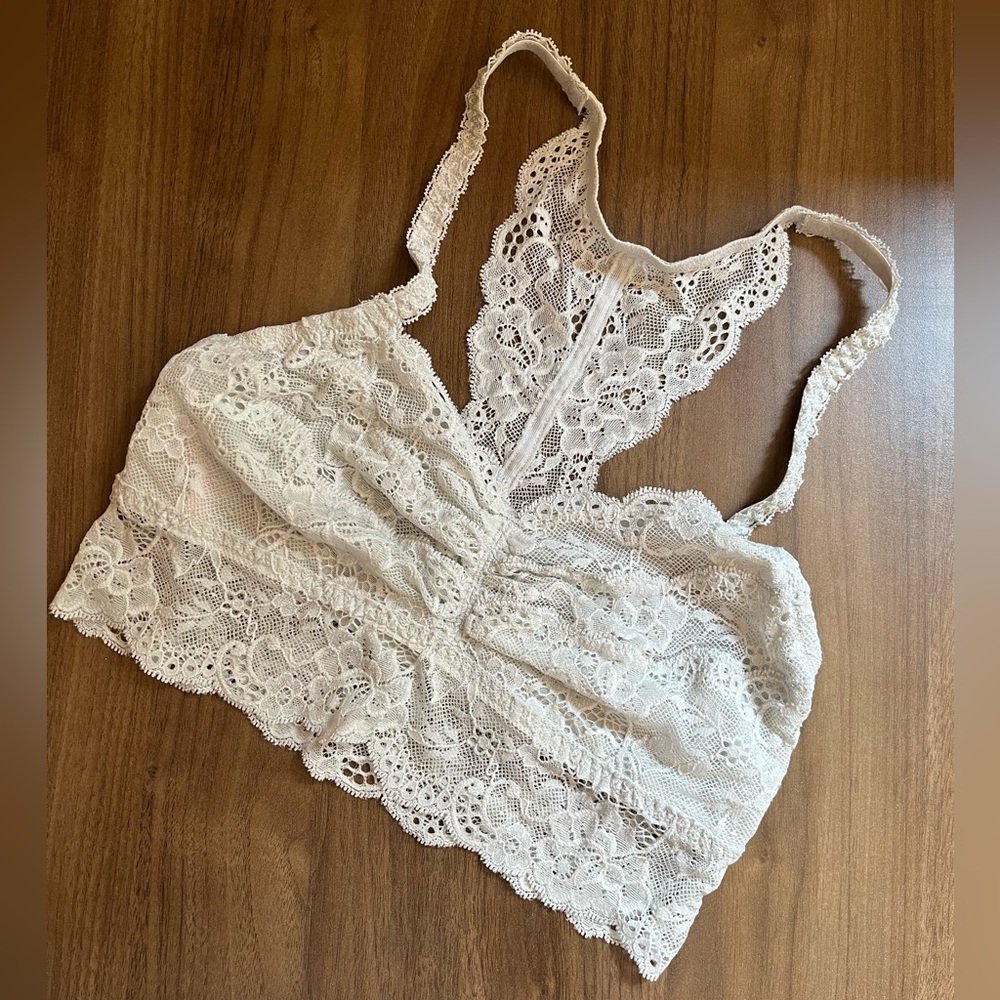 Victorias Secret PINK Sexy Gray Silver Lace Coquette Racerback Bralette NWOT S